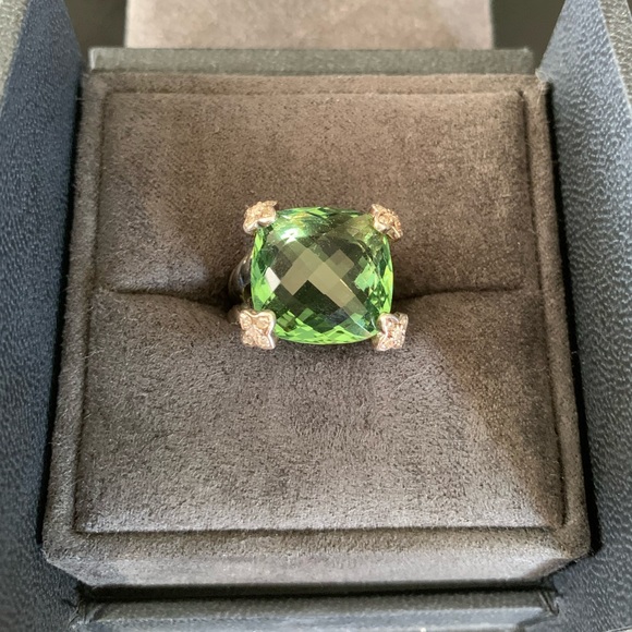 David Yurman Jewelry - David Yurman Peridot Diamonds Cushion On Point